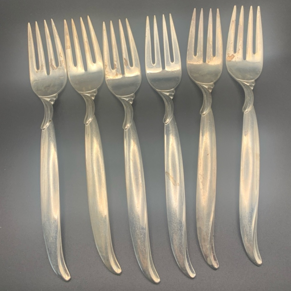 Vintage 1847 Rogers Brothers FLAIR Silverplate Flatware Salad Forks Lot of 6